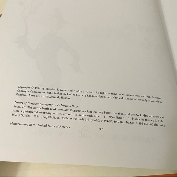 Vtg 1984 Dr. Seuss The Butter Battle Book Hardback Random House - Picture 11 of 16